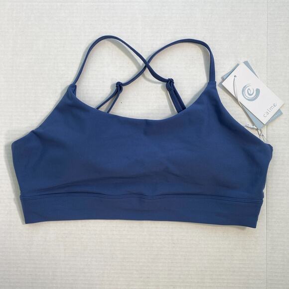 Calme Other - Johnny Was Calme Sports Bra Womens XL Criss Cross Cutout Back Blue Yoga Gym NEW